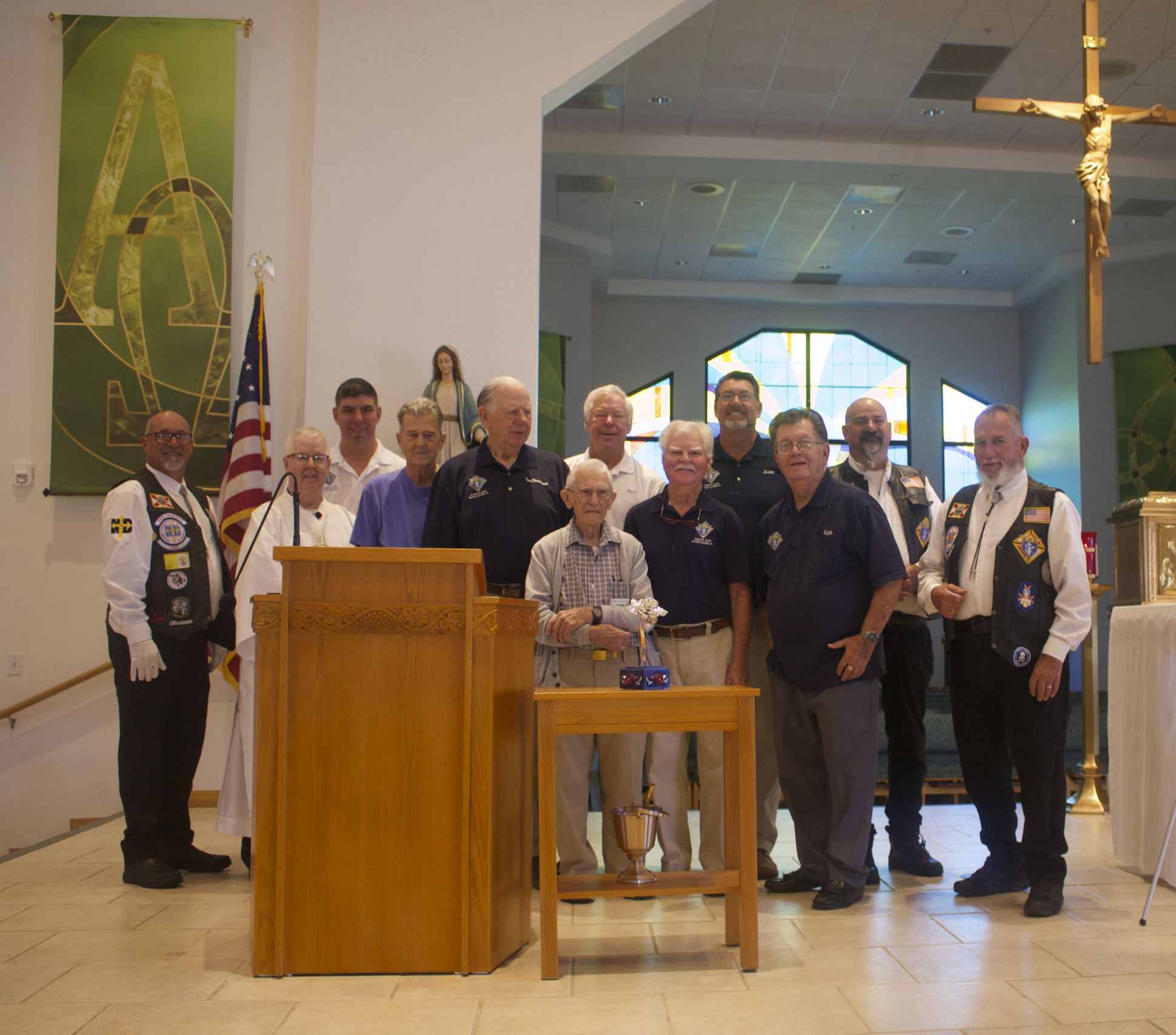 Group of knights standing on the altar